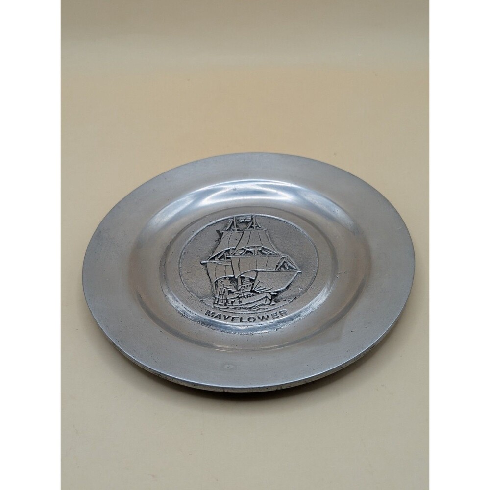 Wilton RWP Pewter Mayflower Plate Small 5-6” Colonial Ship Decor